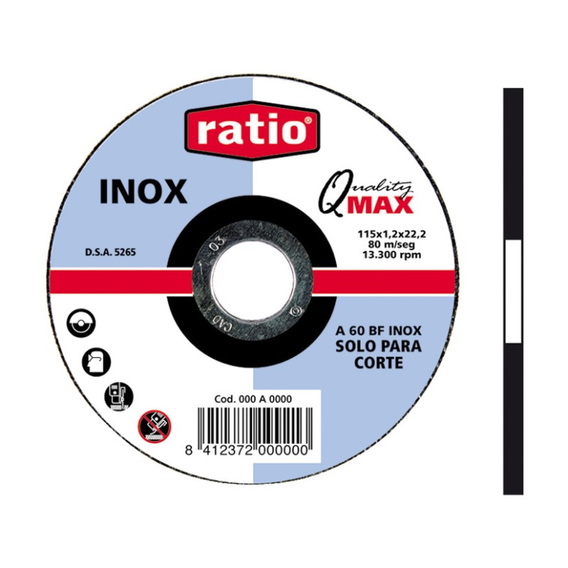 Disco corte inox/metal corindón Quality Max ø115mm e 1,0mm